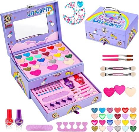 Maquillage pour enfants Anpro : coffret lavable et non toxique, cadeau idéal pour filles de 3 à 10+ ans.