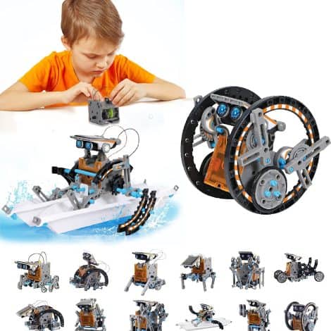 Kit de construction de robots solaires STEM Jouets 12 en 1 pour les garçons de 8 à 12 ans, cadeaux de Noël et d’anniversaire.