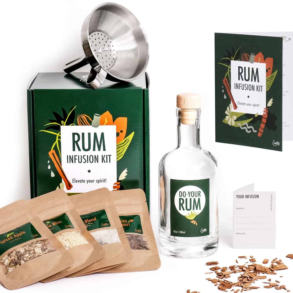 Kit D'infusion De Rhum Par Craftly | Plantes Naturelles Pour Cocktails Maison | Cadeau Pour Noël, Mariage, Anniversaire, Saint-Valentin, Retraite | Idées De Cadeaux Pour Hommes & Femmes