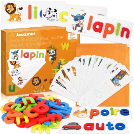 Jeu Joozmui pour filles de 3 à 8 ans, éducatif, cadeau enfant 3-6 ans, garçon, apprentissage lecture, scrabble classique.