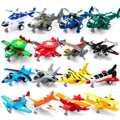 Ensemble de jeu d’avion JOYIN comprenant 16 pièces de jouets à tirer pour garçons de 2 à 8 ans. Cadeaux pour les tout-petits.