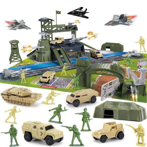 Kit de jeu militaire complet de 46 pièces avec accessoires et jeu de cartes, jouets plastiques pour enfants, idéal pour les garçons et les filles.