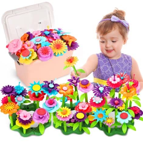 Fivejoy Kit de construction de jardin de fleurs pour filles, cadeau créatif de bricolage pour filles de 3 à 6 ans à Noël ou à l’anniversaire.