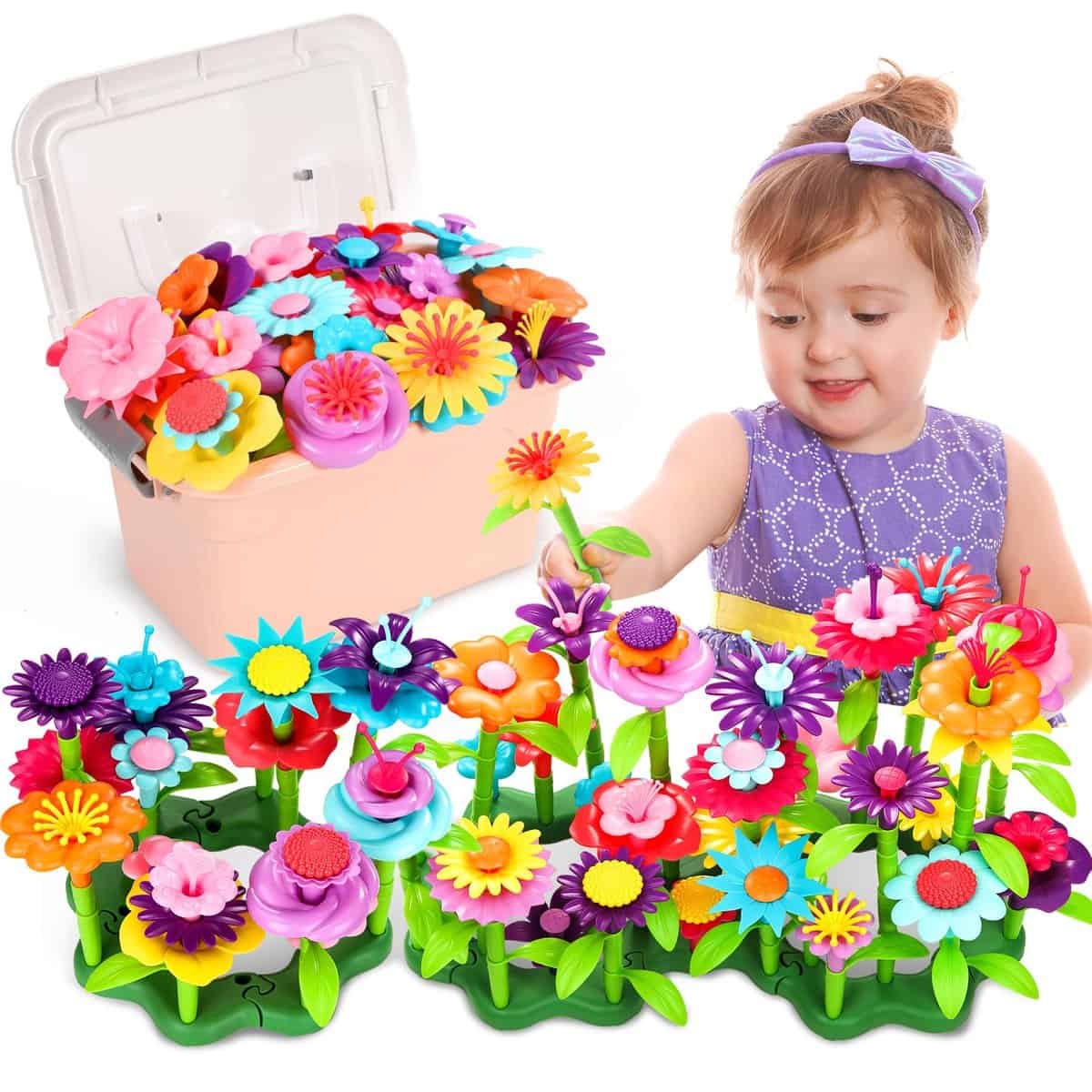 Fivejoy Jouet Fille Jouets De Construction De Jardin De Fleurs pour Filles, DIY Creatifs Et Ensembles De Bouquets De Bricolage Cadeaux pour Fille pour Enfants 3 4 5 6 Ans Noël Anniversaire