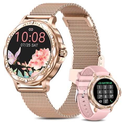 Montre connectée pour femme PIULAXIU, 1.2″ Smartwatch, étanche IP68, différents modes sportifs, suivi santé, cadeau féminin.