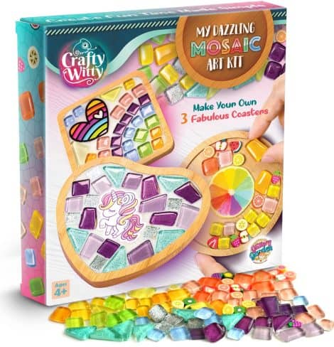 Kit d’activités d’artisanat en mosaïque pour décorer votre sous-verre avec des carreaux. Idéal cadeau d’anniversaire pour filles.