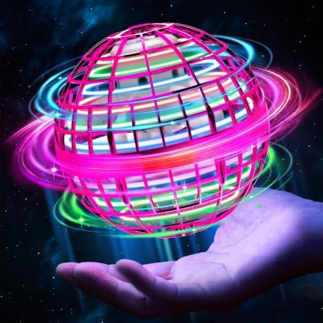 Boule Lumineuse Volante, Rotation 360°, Suspension Manuelle avec LED, Capteur Intelligent, Mini Drone Magique! Cadeau de Noël pour Enfants.