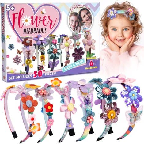 Coffret d’accessoires capillaires et loisirs créatifs pour filles de 6 à 8 ans : Créez des accessoires capillaires fleuris uniques !