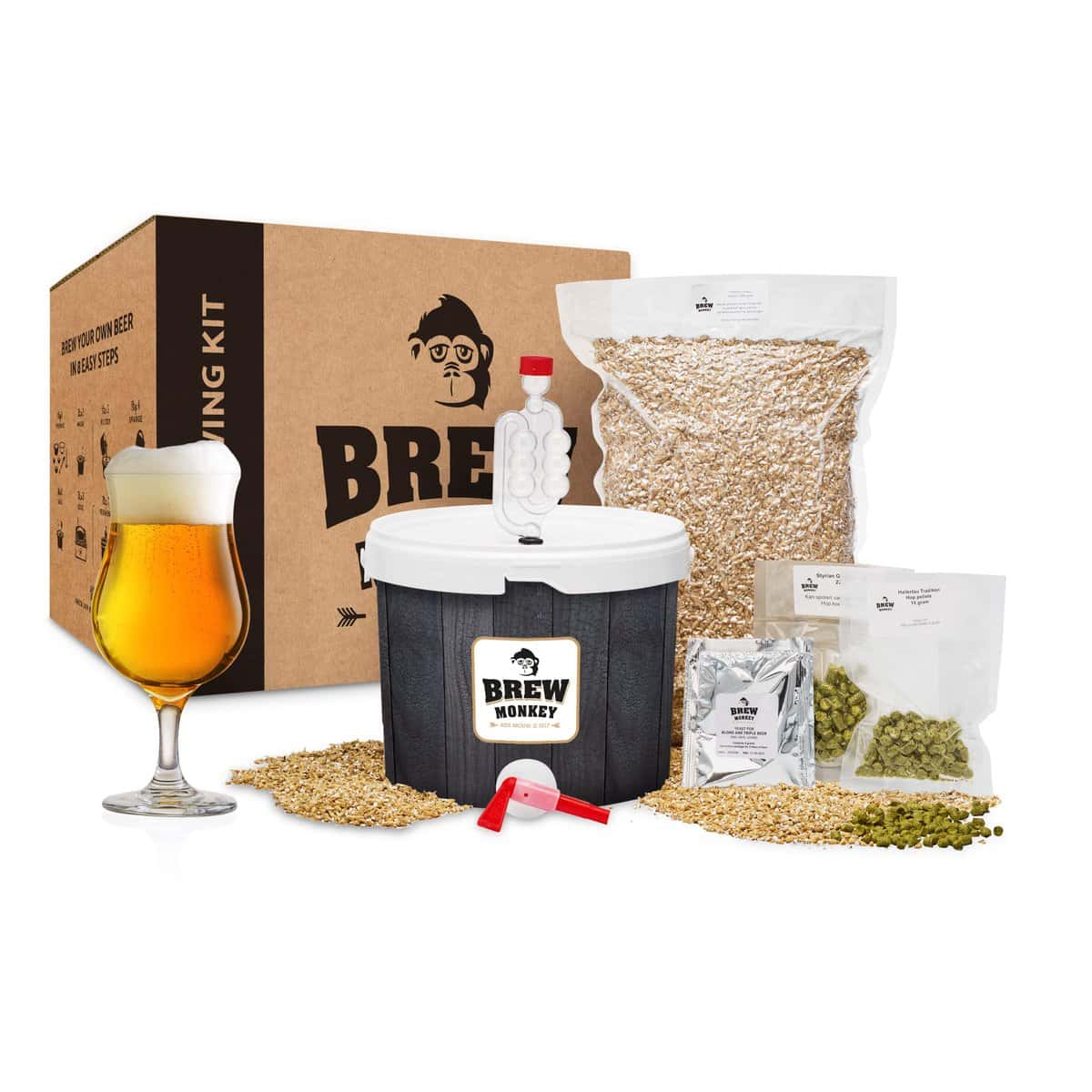 Brew Monkey® Kit de Brassage Bière Triple | Kit Base de 5L | 8,2% Alc. | Kit Fabrication Bière | Idée Cadeau Homme | Kit Bière | Coffret Cadeau Homme | Cadeau Noel Homme | Cadeau Homme Original