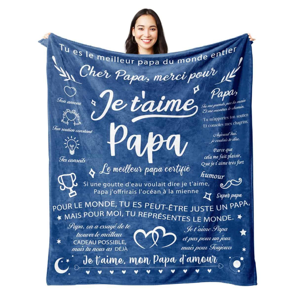 Juratar Cadeau fête des pères, Cadeau pour Papa, Cadeau de Couverture en Flanelle pour l'anniversaire de Papa, la fête des pères et Noël pour Papa