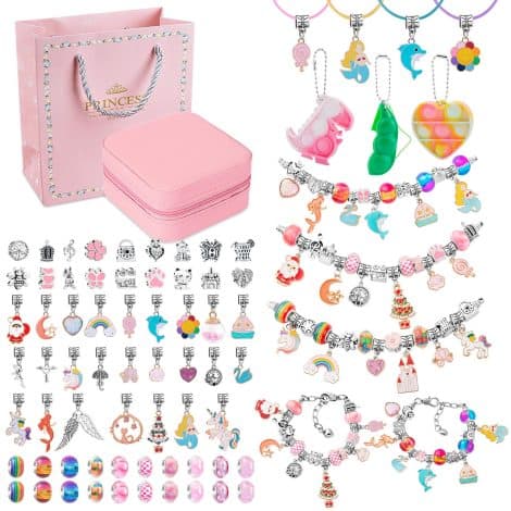 Kit de fabrication de bijoux pour filles de 5 à 13 ans : SASUKI Bracelet Charm Enfants. Idée cadeau pour Noël ou anniversaire.