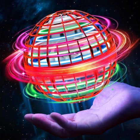 Boule Magique Lumineuse, Mini Drone Enfant avec Rotation Manuelle 360° et Lumière LED – Cadeau idéal pour Enfants à Noël, Jeux intérieurs/extérieurs.