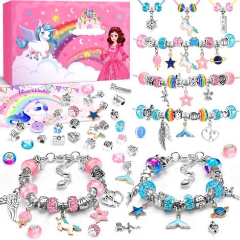 Kit de fabrication de bracelets personnalisés avec charm pour filles de 5 à 13 ans, cadeau de Noël.