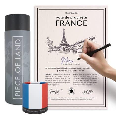 happylandgifts® Authentique Lopin de Terre – France | Cadeau Exclusif pour Famille, Fiancé(e), Amoureux | Certificat de Propriété Personnalisé | Cadeaux Français | Paris.