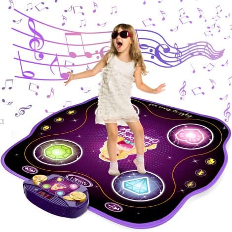 Tapis de Danse Lumineux avec Bluetooth – Cadeau pour Fille de 3 à 12 Ans.