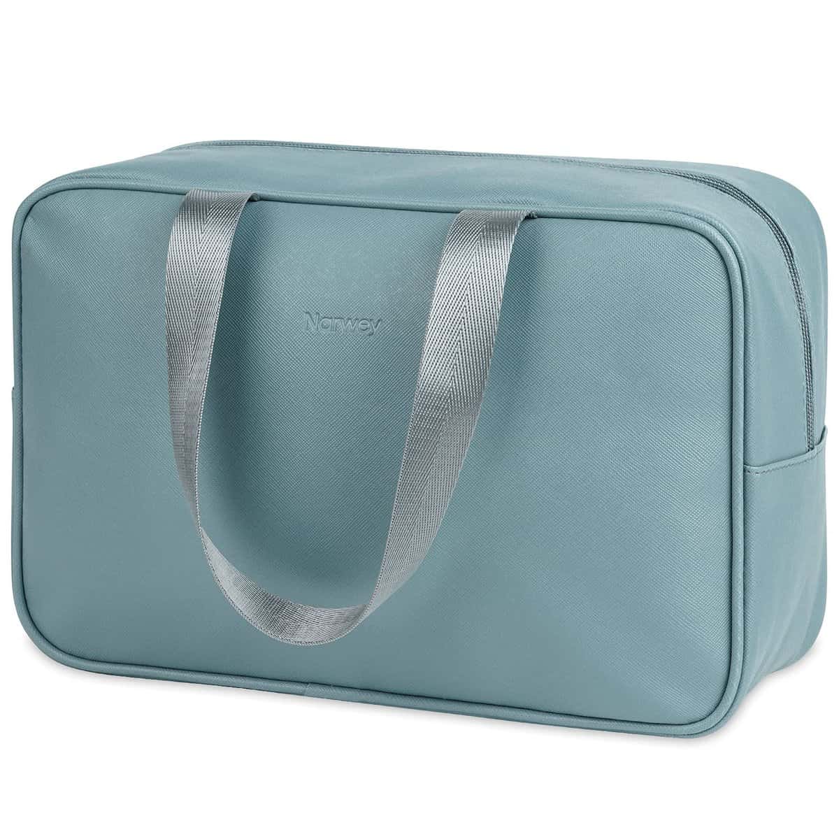 Narwey Trousse de Toilette Voyage Grande Capacité Trousse Maquillage Voyage Pochette de Rangement Cosmétique Portable pour Hommes et Femmes (Bleu Gris)