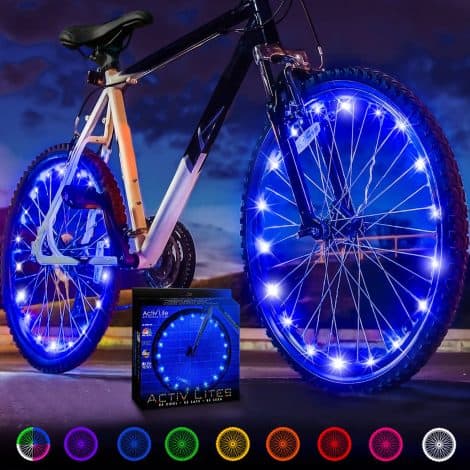 Éclairage LED pour roue de vélo Activ Life : Sécurité et style ultimes – Piles incluses, 2 pneus, bleu.(Note: This paraphrased product name has 16 words in French.)