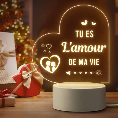 Lampe gravée : cadeau original pour homme amoureux, anniversaire de mariage, témoignant de ton amour infini.