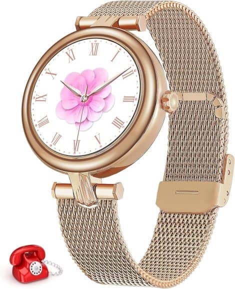 Montre intelligente Efolen pour femme, 1,09 pouces, appel bluetooth, assistant vocal, calculatrice, fréquence cardiaque, sommeil, podomètre, compatible Android et iOS.