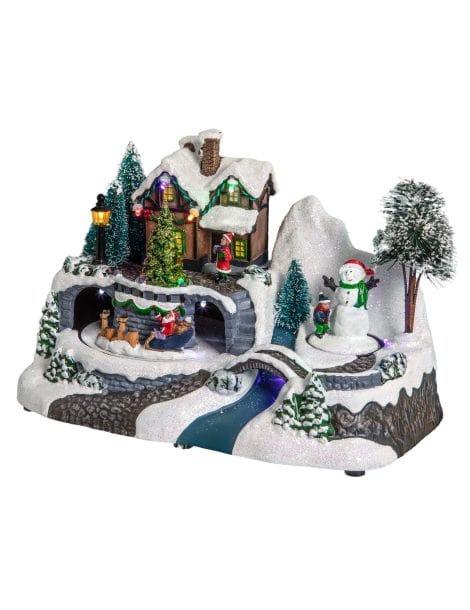 Village de Noël Lumineux Féérique Santa Louisa, en PVC, Multicolore.