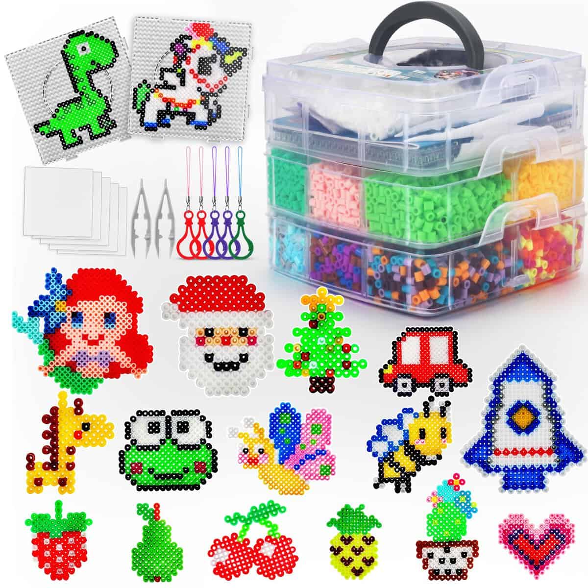 SLDALES DIY Set de Perles à Repasser Jouets,11000 Pièces de Perles à Enfiler avec Boîte de Rangement,Cadeaux pour 5 6 7 8 9 ans Fille Garçon Enfant (5MM)