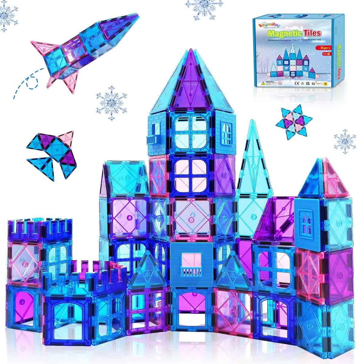 Blocs de Construction Magnetique Enfants Jouet 3D Jeux de Construction Magnétique Éducatifs Cadeau pour Noël Garcon Fille Aimant Enfant Magnétiques Plus Forts STEM Jeux Enfant 3 4 5 6 7 Ans +