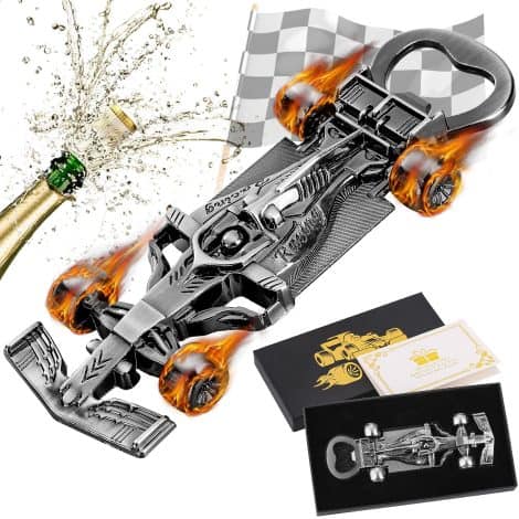 Coffret Cadeau Voiture de Course, Ouvre-bouteille Voiture, Idée Cadeau Bière Originale pour Homme, Fête des Pères, Noël, Anniversaire.