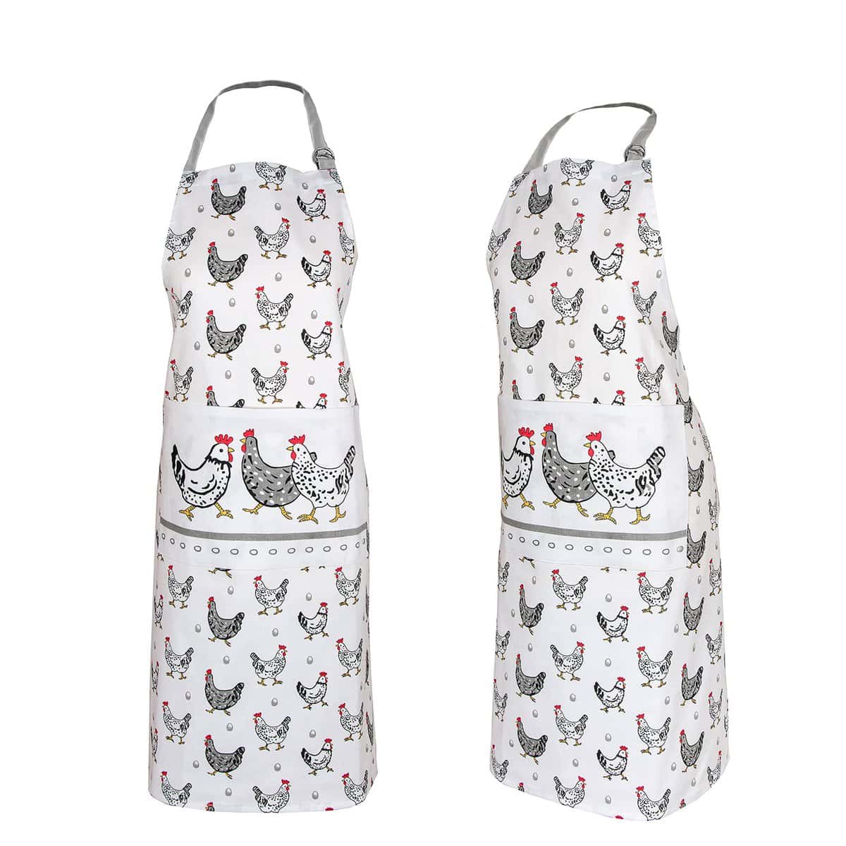 Tablier de Cuisine, Tablier Réglable Tablier Chef avec Grand Poche, Motif Poule pour Femme Homme, 100% Coton pour Cuisinier, Jardinage, Ménage, Cadeau Originale pour Amoureux des Animaux et Poules