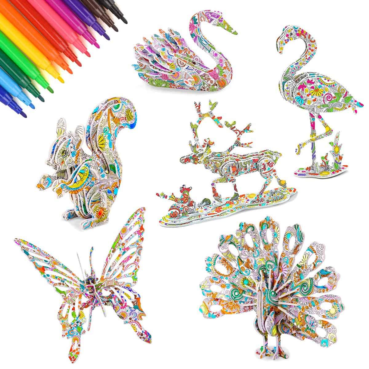 CITSKY Jouets 5 6 7 8 9 Ans Fille Garçon Kit d'Artisanat Fille Garçon 5-11 Ans 6-12 Ans Fille Garçon Kit de Coloriage DIY et Puzzle Couleur 3D Anniversaire Cadeaux de Pâques