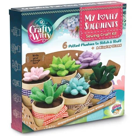 Kit pour fabriquer 6 succulentes en feutrine et un présentoir. Mini-jardin créatif à coudre – cadeau pour ados et adultes passionnés d’art.