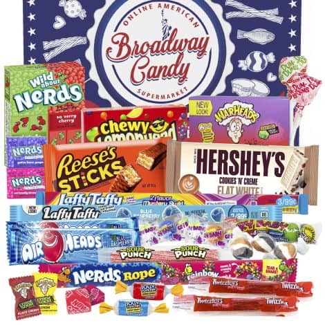 Assortiment de délicieux bonbons américains Broadway – Coffret cadeau avec chocolat pour petits et grands – idéal pour les fêtes !