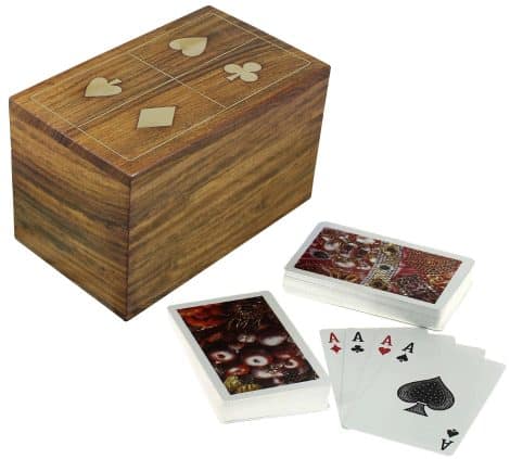 SKAVIJ Étui à cartes et protège-cartes avec 2 jeux de cartes, idéal pour offrir à Noël.