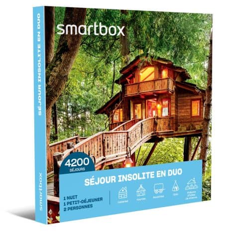 Smartbox – Coffret cadeau Séjour original de 2 nuits avec petit-déjeuner pour 2 à 4 personnes – Idée cadeau aventure.