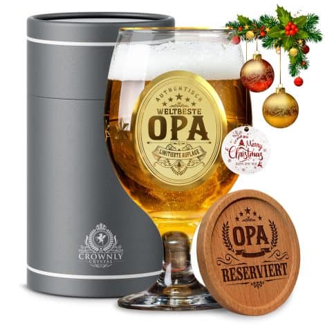 Kies® Cadeau personnalisé pour papi, verre à bière, surprise chaque jour, belles bières.