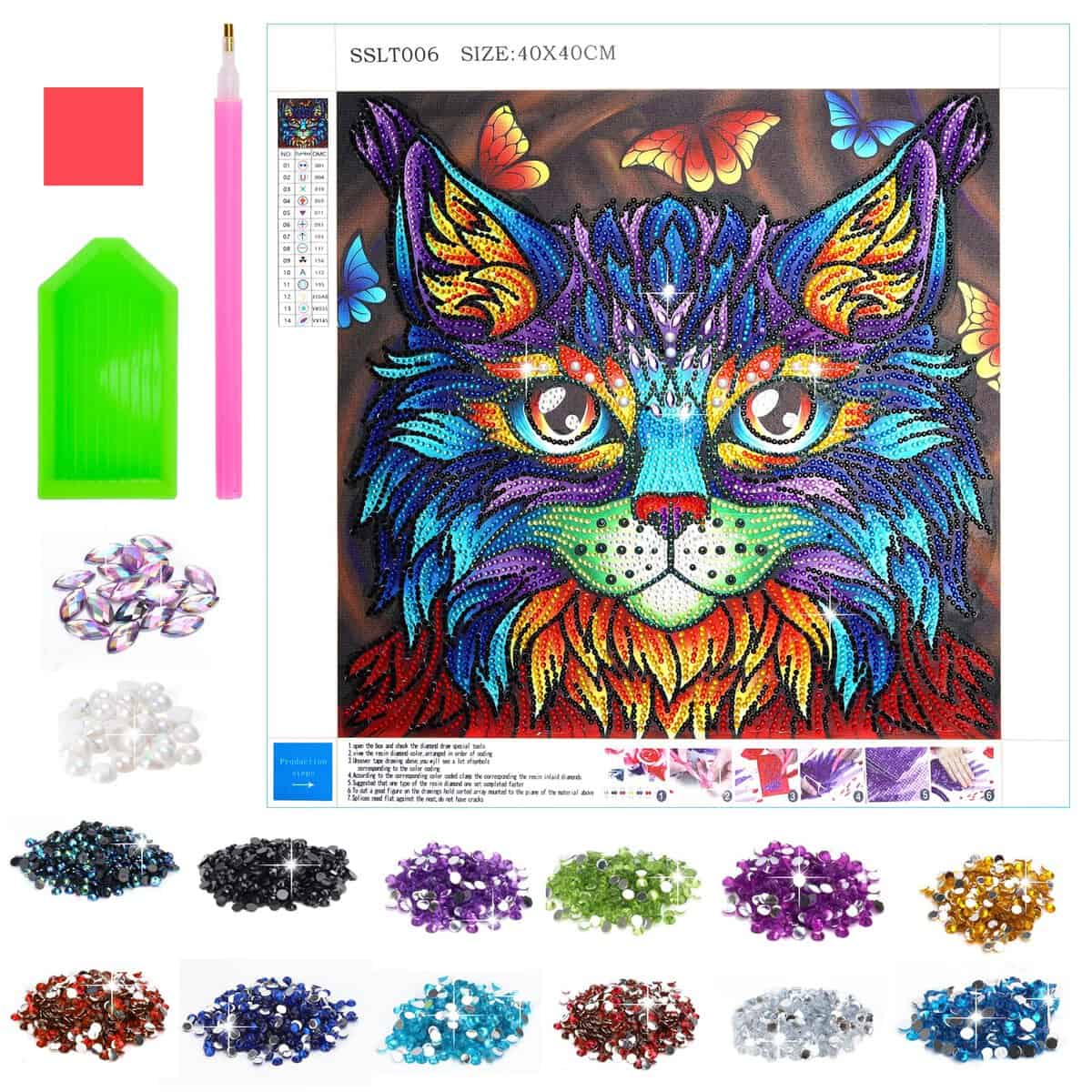 Peinture Diamant par Numero Enfants Adultes, Activités Manuelles pour Cadeaux Anniversaire Filles Ado 6-8-10-12 Ans Diamond Painting Kit Jeux Créatifs pour Filles Enfants de 7 8 9 10 11 12 Ans