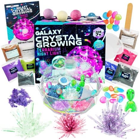 Kit de loisirs créatifs Terrarium Galaxie avec culture de cristaux, jeux de fabrication pour filles. Cadeau STEM pour 8 ans.