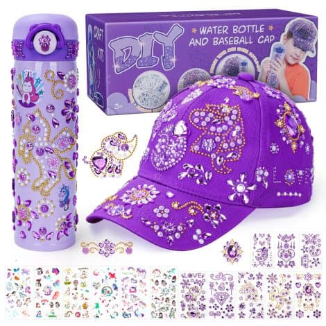 Idée de cadeau d’anniversaire pour filles de 5, 6, 7, 8, 9, 10 ans. Jouets et activités manuelles licorne pour enfants de 4-6-8-10-12 ans. Cadeau avec casquette et gourde licorne.