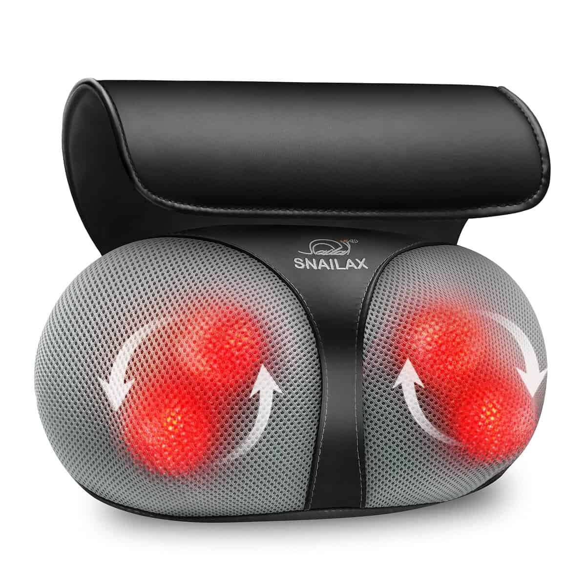 SNAILAX Shiatsu Oreiller de Massage - Masseur Cou et Dos avec fonction Chauffante, Coussin de Massage Électrique pour Épaules, Cervical et Bas du Dos, Cadeau pour Femmes,Hommes,Maman,Papa