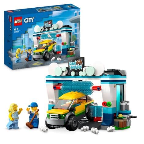 LEGO 60362 City Le Garage de Nettoyage, Jeu pour Enfants 6 Ans+, Garçons, Filles, avec Brosse Rotative, Voiture et 2 Figurines. Idée Cadeau.