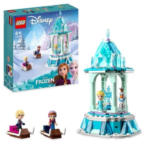 LEGO 43218 Disney Princess Le Manège Enchanté d’Anna et Elsa, Inspiré du Château de la Reine des Neiges, Idéal pour Enfants de 6 ans.