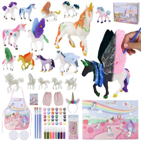 Kit de peinture Licorne pour filles avec 18 activités, phosphorescentes. Cadeau idéal pour anniversaire et Noël.