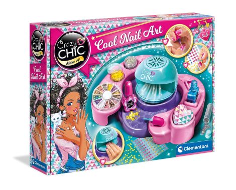 Clementoni Cool Nails Crazy Chic: Atelier de manucure pour filles, kit créatif avec décoration, vernis à ongles, multicolore (6 ans+).