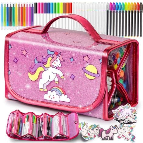 Coffret Licorne Magique : Feutres et Activités Artistiques Adaptées aux Enfants de 3 à 12 ans.