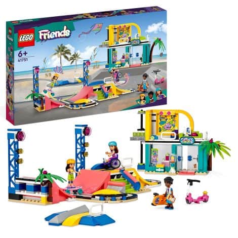 Parc à Skate LEGO Friends 41751, Jouet Skateboard, Cadeau pour 6 ans, Jeu Mini-Poupée 2023 avec Scooter et Fauteuil.