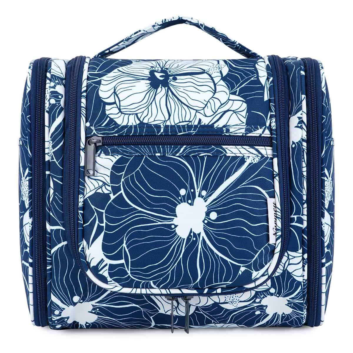 Narwey Trousse de Toilette Femme Voyage Trousse de Toilette à Suspendre pour Vanity Femme Sac de Toilette Accessoires (Lotus Bleu (Grand))