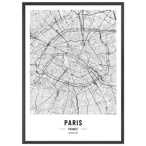 Affiche JUNOMI® Paris XL en noir et blanc, format DIN A2, décoration murale moderne, image de Paris. Parfait pour offrir.